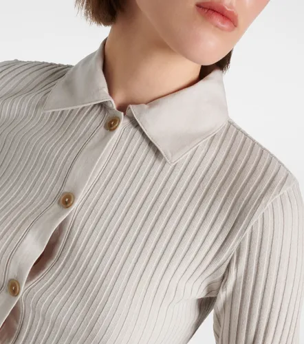 Ribbed-knit cotton-blend polo pullover - Vince - Modalova