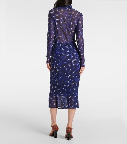 Falda midi de jersey estampada fruncida - Dries Van Noten - Modalova