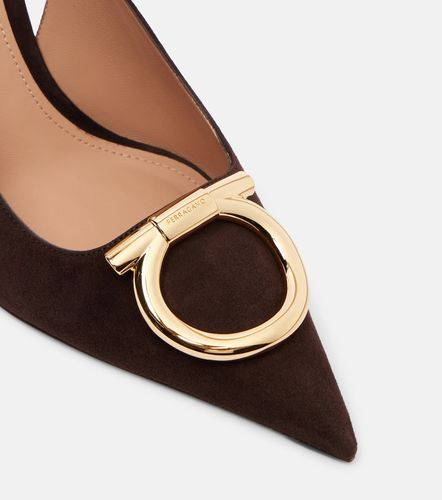 Pumps slingback Sara Maxi Gancini in suede - Ferragamo - Modalova