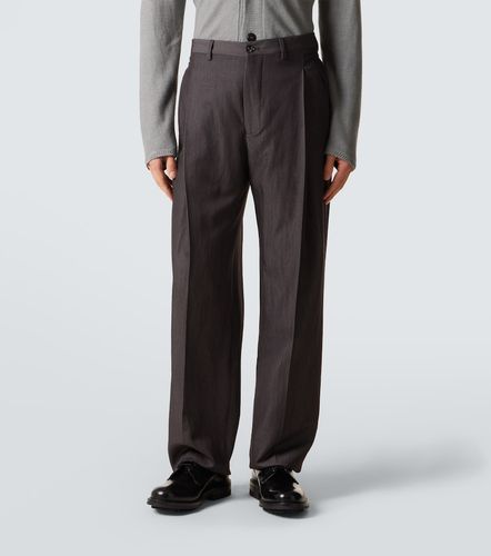 Pantaloni a gamba larga in lana, abacá e seta - Giorgio Armani - Modalova
