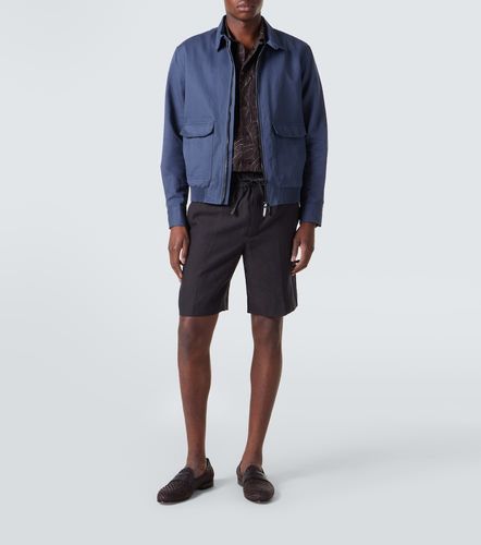 Giacca blouson in lino e cotone con pelle - Brioni - Modalova