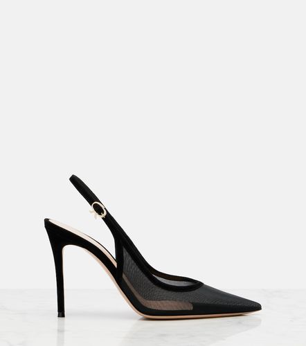 Suede-trimmed slingback pumps - Gianvito Rossi - Modalova