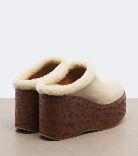 Chloé Mules Maxime in suede con shearling - Chloe - Modalova