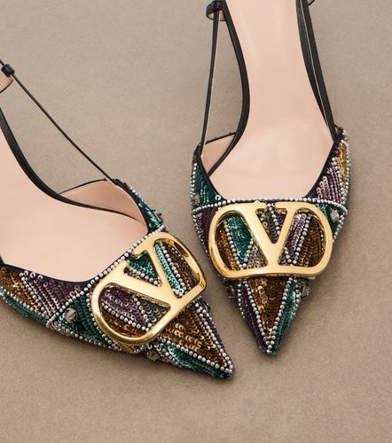 Pumps slingback VLogo in pelle con paillettes - Valentino Garavani - Modalova