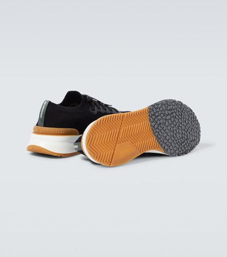 Leather-trimmed knit sneakers - Brunello Cucinelli - Modalova