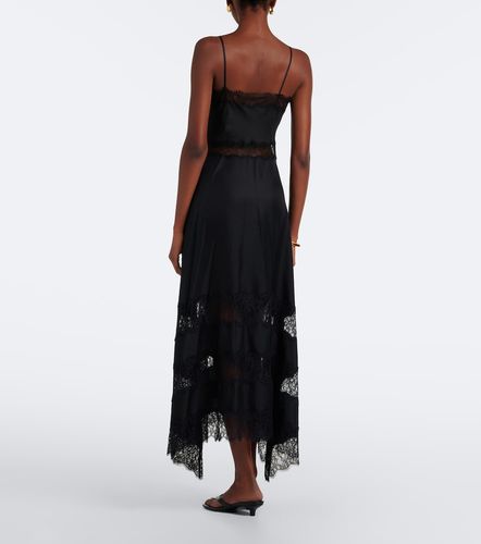 Vestido midi Coco de sarga de seda con encaje - Ulla Johnson - Modalova