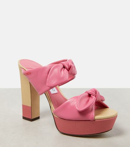 Rua 120 leather and raffia platform sandals - Jimmy Choo - Modalova