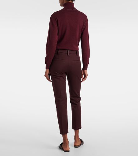 Monili cropped cotton-blend slim pants - Brunello Cucinelli - Modalova