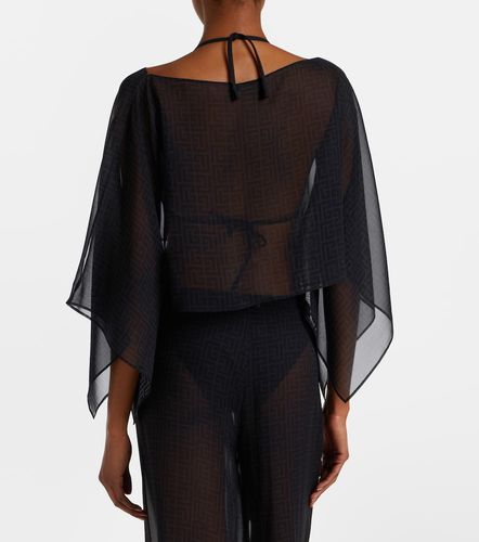Monogram sheer silk crop top - Balmain - Modalova