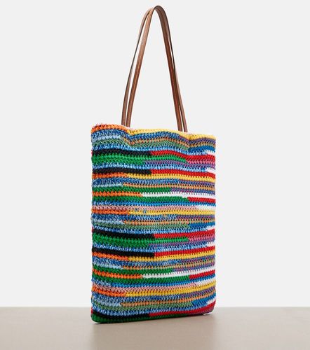Leather-trimmed crochet tote bag - Miu Miu - Modalova