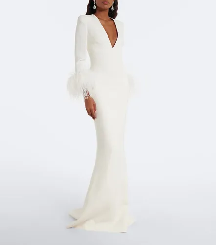 Elie Saab Feather-trimmed cady gown - Elie Saab - Modalova