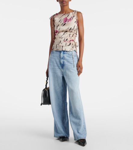 Ganni Floral ruched satin top - Ganni - Modalova