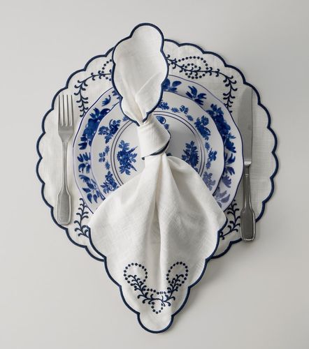 Set de 2 servilletas de lino bordadas - Cabana - Modalova