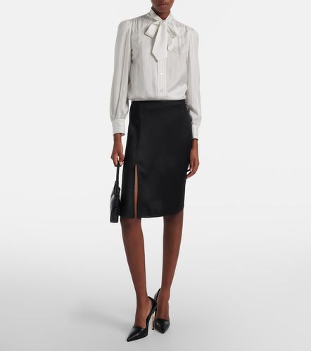 Camicia in seta a righe con fiocco - Gucci - Modalova