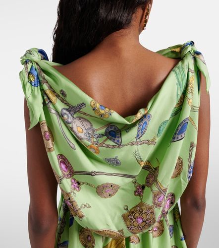 Abito corto in twill di seta con stampa - Versace - Modalova