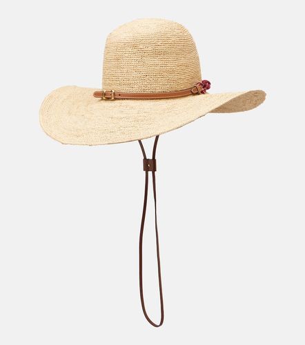 Leather-trimmed raffia sun hat - Miu Miu - Modalova
