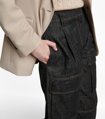 High-rise denim cargo pants - Brunello Cucinelli - Modalova