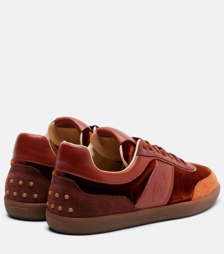 Tabs leather-trimmed velvet sneakers - Tod's - Modalova