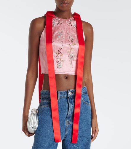 Top de satén adornado con lazo floral - Erdem - Modalova