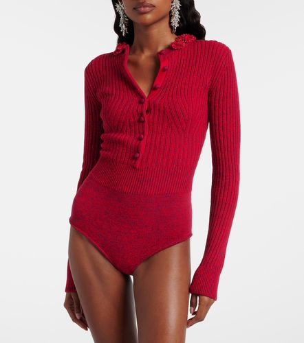 Floral-applique knitted bodysuit - Self-Portrait - Modalova