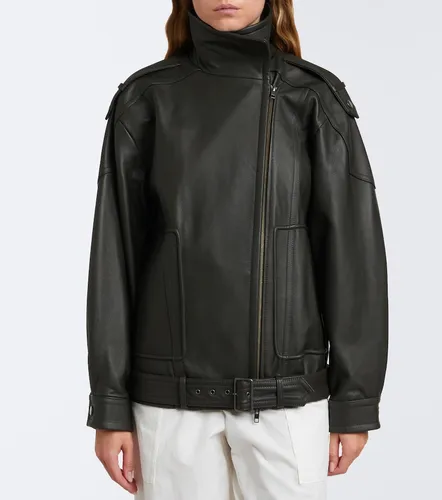 Oversized leather biker jacket - Vince - Modalova