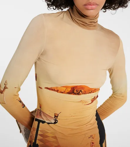 Printed jersey turtleneck top - Rabanne - Modalova