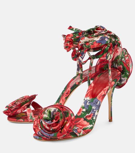 Floral-applique satin slingback sandals - Magda Butrym - Modalova