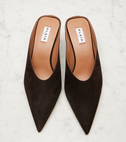 Alaïa Mules Cube 75 in suede con zeppa - Alaia - Modalova