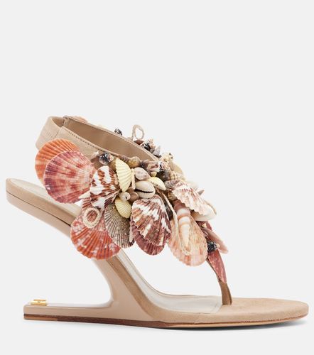 Embellished suede slingback wedges - Balmain - Modalova