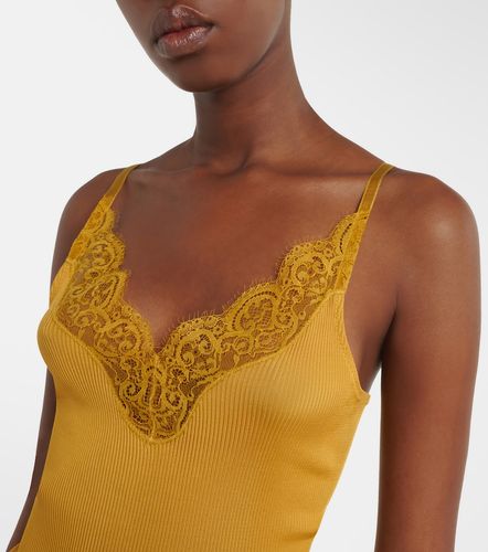 Top in seta a coste con pizzo - Saint Laurent - Modalova