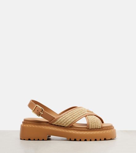Logo crochet and leather platform sandals - Prada - Modalova