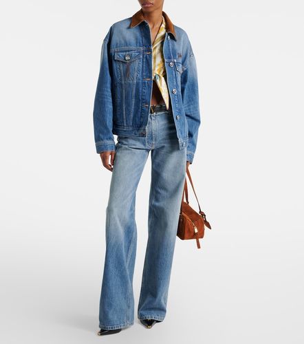 Chaqueta Trucker de denim con ante - Versace - Modalova