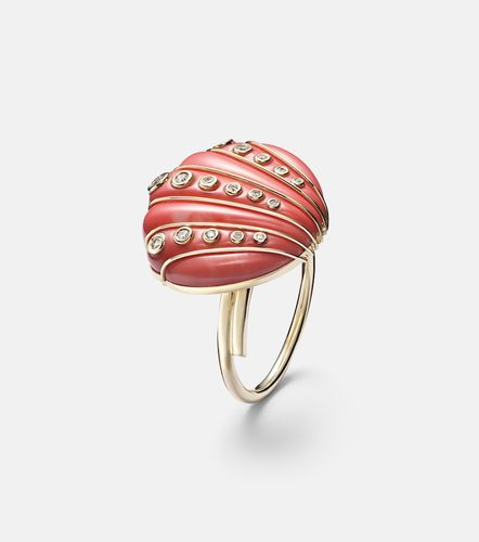 Coquillage Corail 9kt ring with diamonds - Yvonne Leon - Modalova