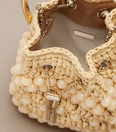 Bon Bon Small beaded raffia bucket bag - Jimmy Choo - Modalova