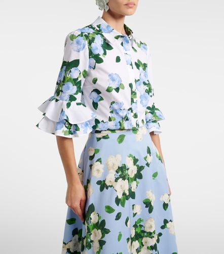 Camicia in misto cotone floreale con volant - Carolina Herrera - Modalova