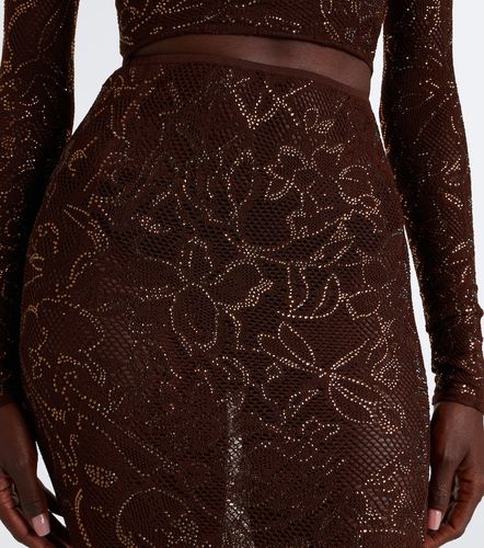 Gonna lunga in pizzo misto seta - Gucci - Modalova