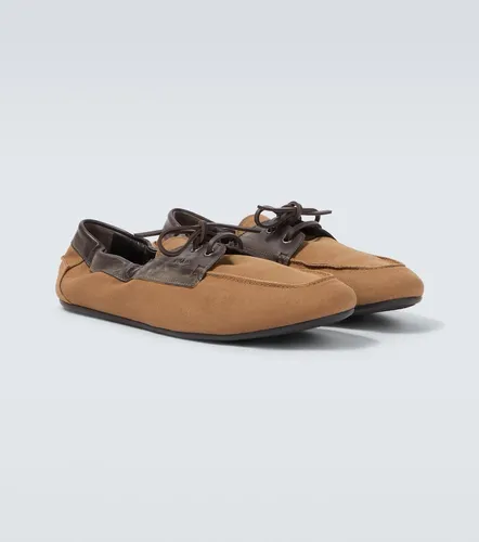 Shuffle leather-trimmed canvas boat shoes - Prada - Modalova