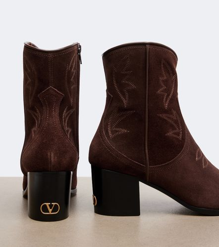 Bard embroidered suede ankle boots - Valentino Garavani - Modalova