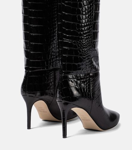 Croc-effect leather knee-high boots - Paris Texas - Modalova