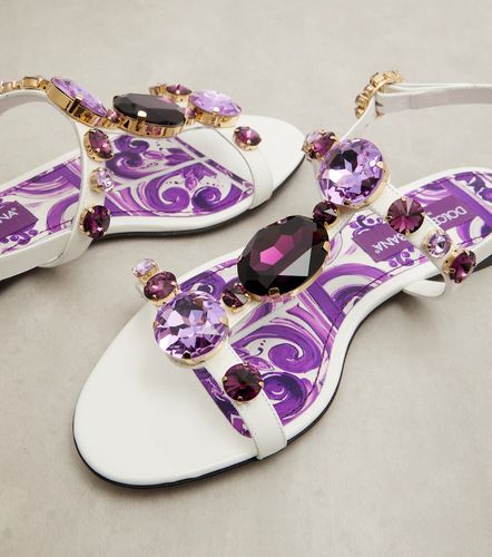Embellished leather slingback sandals - Dolce&Gabbana - Modalova