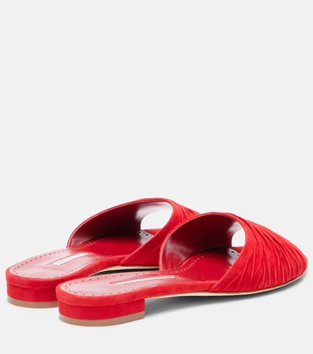 Piruaflat gathered suede slides - Manolo Blahnik - Modalova