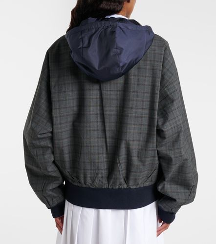 Checked hooded virgin wool jacket - Prada - Modalova