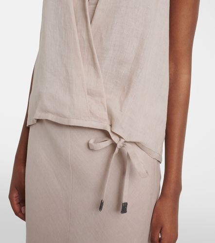 Top in lino con Monili - Brunello Cucinelli - Modalova