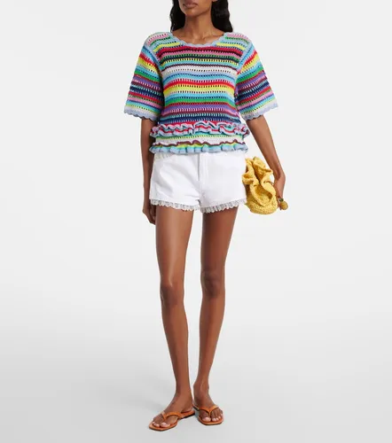 Ganni Jeansshorts mit Spitze - Ganni - Modalova