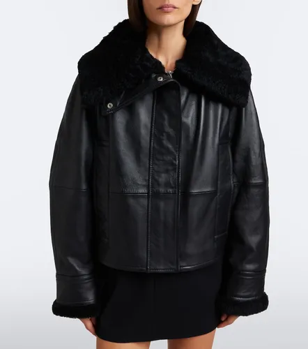 Padded shearling-trimmed leather jacket - Sportmax - Modalova
