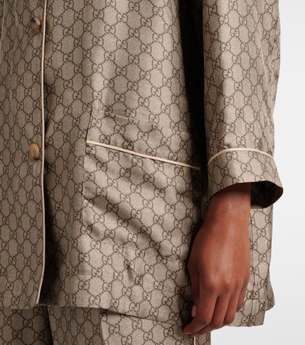 Camicia oversize in seta GG Supreme - Gucci - Modalova
