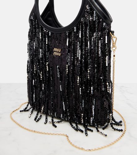 Borsa Ivy Medium in raso con perline - Miu Miu - Modalova