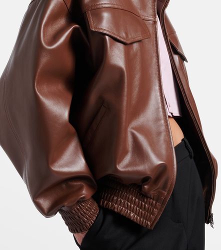 Cropped oversized leather jacket - Balenciaga - Modalova