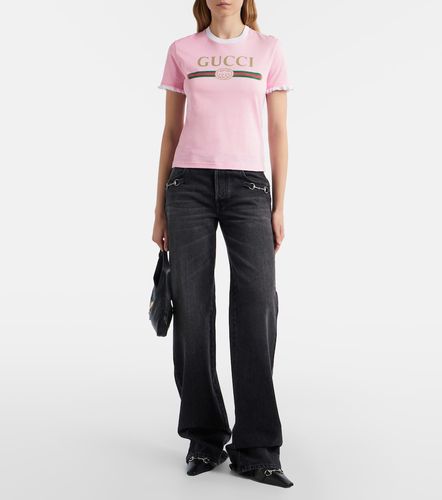 Camiseta en jersey de algodón con logo - Gucci - Modalova