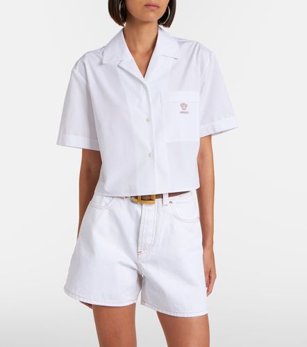 Camicia cropped in popeline di cotone - Versace - Modalova